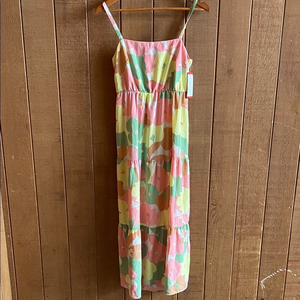 Floral Maxi Dress in Pink and Green